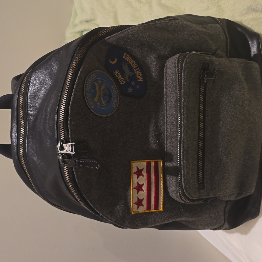 Coach Black and Gray Backpack with Patches